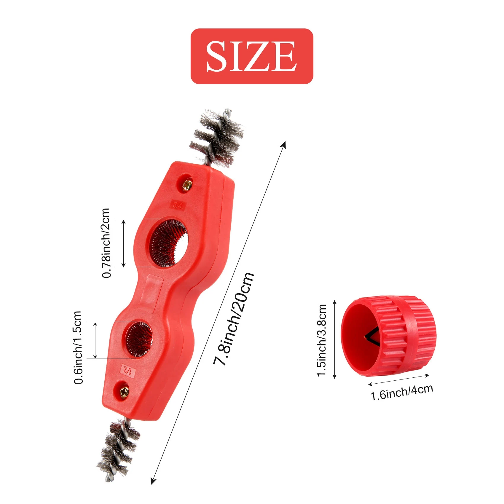 A38M 4 Pcs Copper Pipe Cleaner and Reamer Set Inner-Outer Reamer Pipe and Tube Deburring Reamer Chamfer Tool (Red)