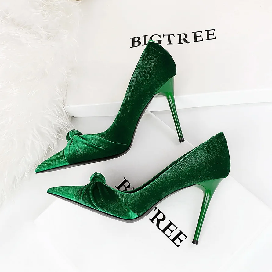 

BIGTREE Shoes Bowknot Suede Women Pumps Fashion New High Heels Pointed Stilettos Women Heels 2023 New Design Pumps Plus Size 43