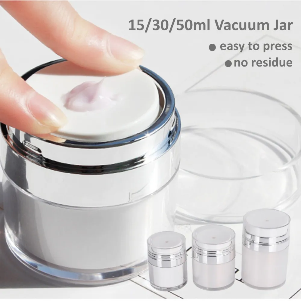 15/30/50ml Airless Pump Jars Empty Refillable Cream Cans Press Vacuum Bottle Face Cream Gels Lotion Cosmetic Container Dispenser