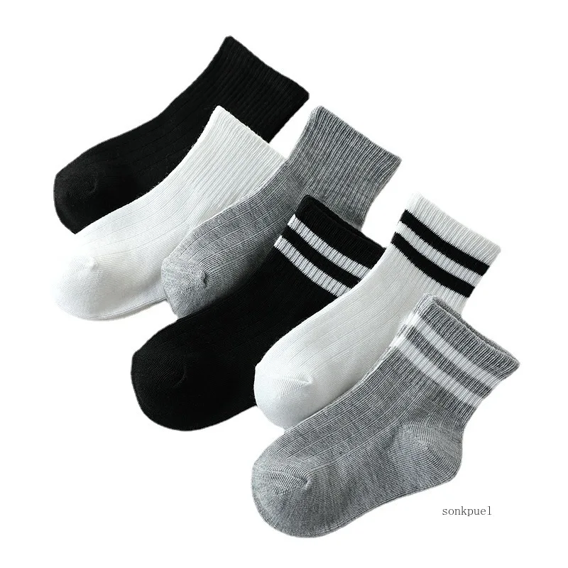 5 Pairs / Lot Boys Girls Socks Spring & Autumn Stripe High Quality Cotton Student Kids Socks 3-15 Year Children Socks