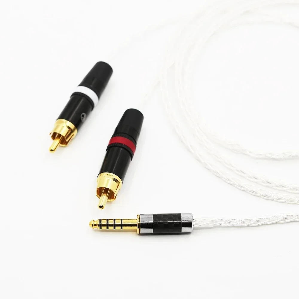 8-rdzeniowy posrebrzany kabel słuchawkowy Audio HIFI 4.4mm do 2 RCA pozłacana wtyczka przewód zamienny