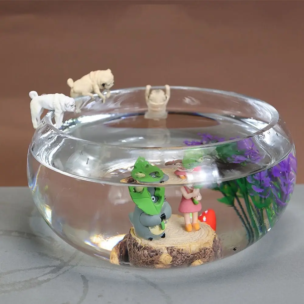 Aquarium Pendant Fall Resistance Fish Tank Dog Ornament Small PVC Dog Miniatures Delicate Cartoon Outside Scene