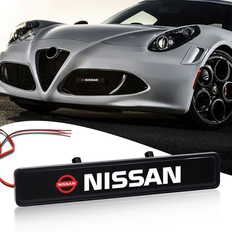 Lumières LED décoratives de voiture, Badge de décoration de calandre de capot avant pour Nissan Nismo 350Z 370Z GTR Almera Tiida Juke Teana Qashqai