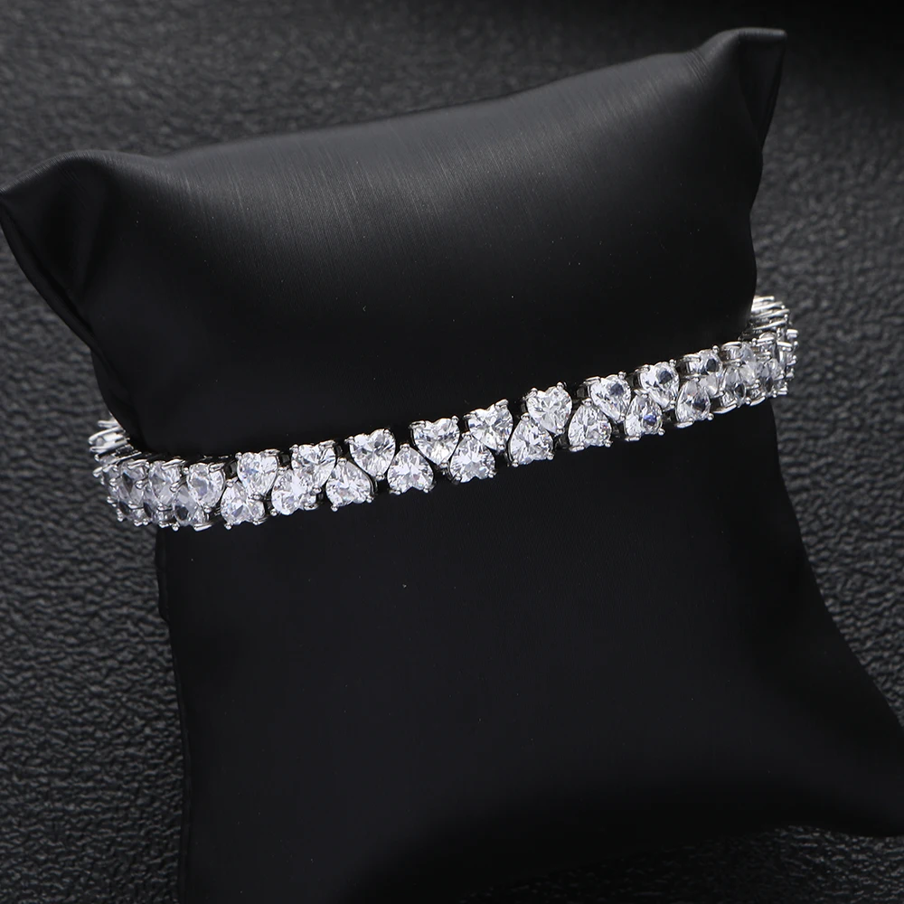 الفاخرة هندسية كاندي الألوان القلب أساور زركون تشيكوسلوفاكيا البوهيمي الكفة الأساور للنساء فام مجوهرات الأزياء S0455 #3