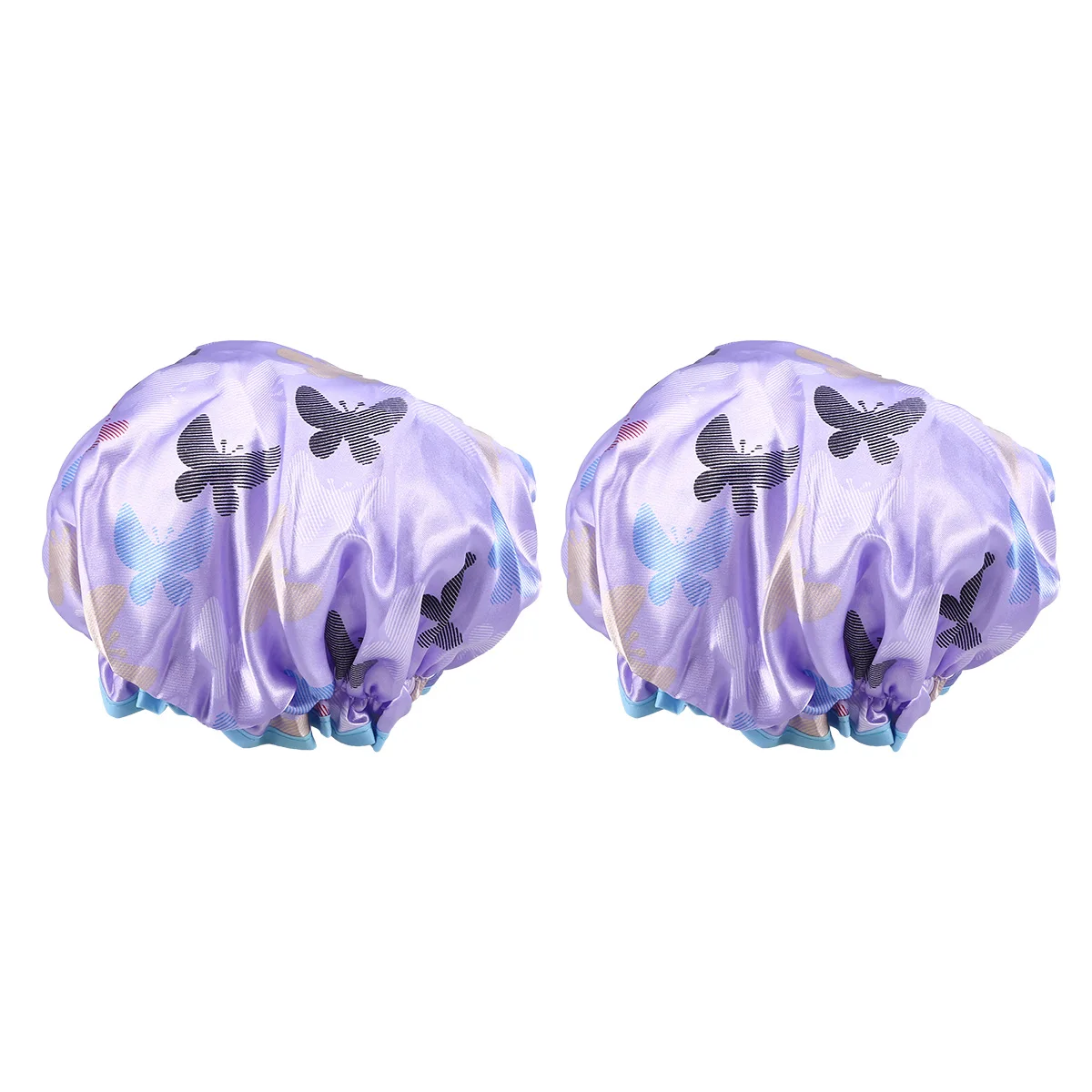 

2Pcs Waterproof Shower Cap for Women Elastic Bathing Hat Adjustable Salon Head Cover Durable Plastic Travel Friendly Hair