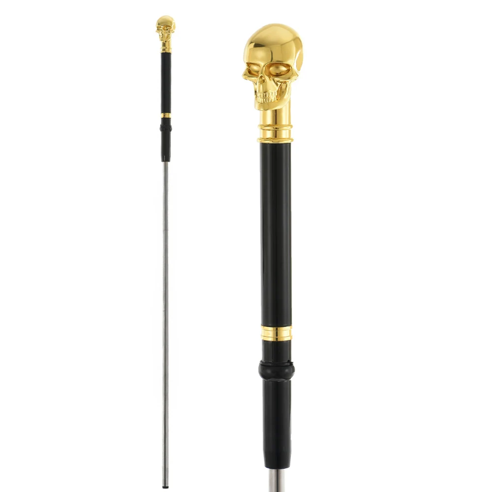 Golden Skull walking stick 92cm Outdoor Hiking  Fashionable Gentleman'sCane Halloween Role Playing Prop, LARP Party Accessory