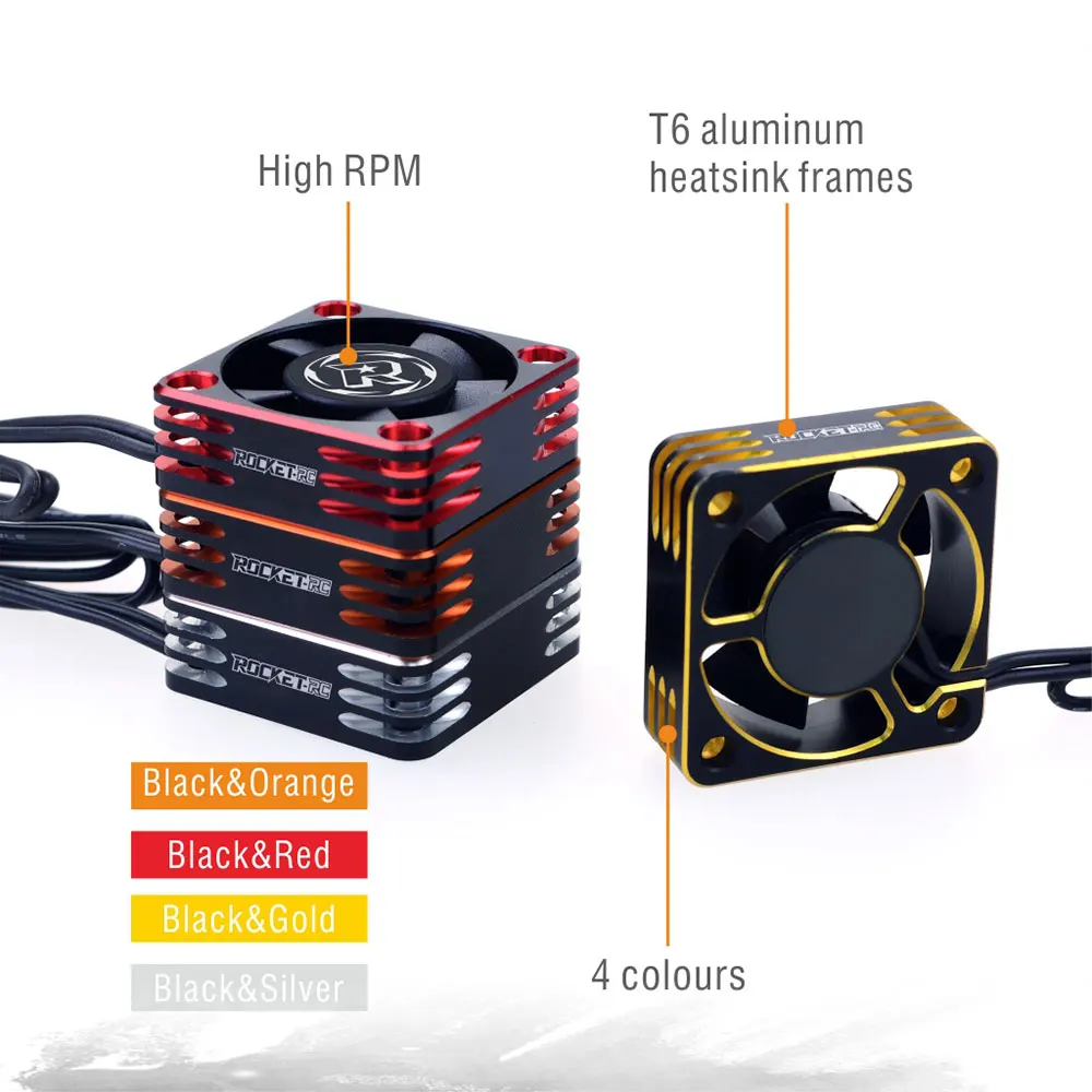 2PCS SURPASSHOBBY ROCKET Aluminum Cooling Fan 25/30/35/40/50mm Heat Dissipation Cover for ESC RC Crawler 1/10 1/8 Motor RC Car