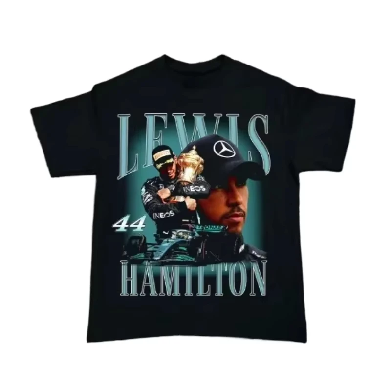

2025 Lewis Hamilton Formula 1 Printed T-shirt Formula 1 Fan Fashion Trend Loose Casual Cotton Crewneck Oversize Tees Summer Top