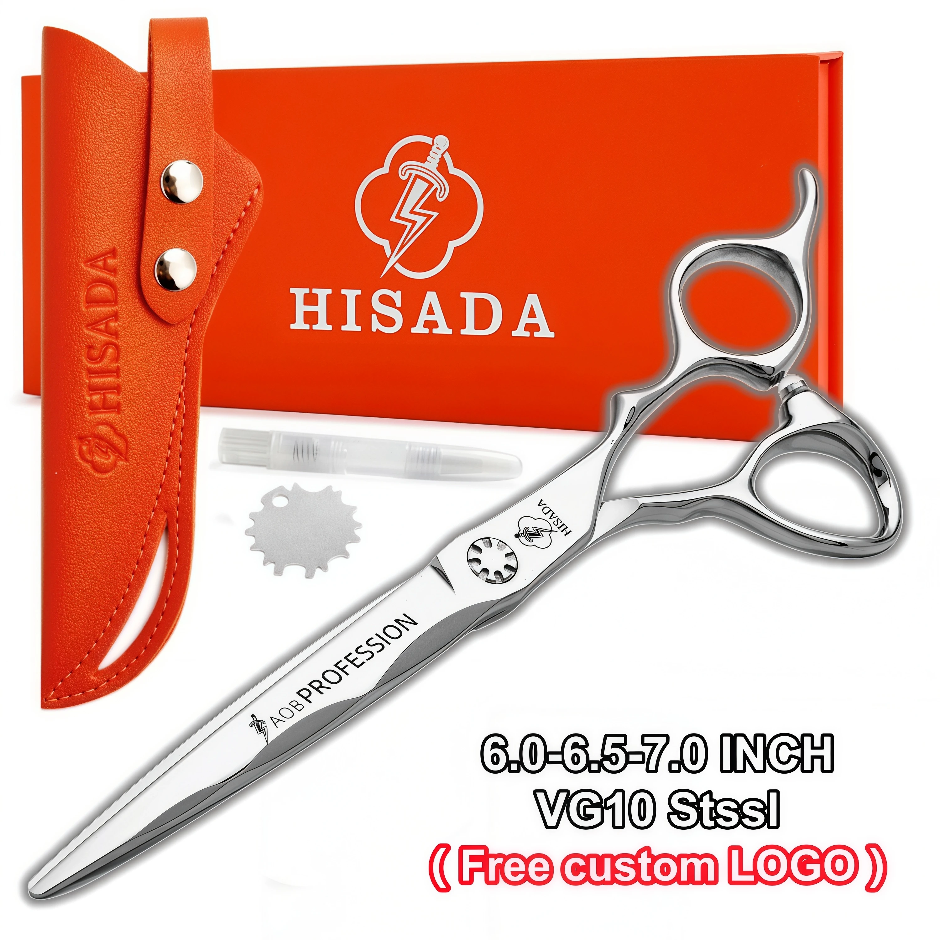 HISADA barber scissors professional Barber shop 6.0/6.5/7.0 inch scissors Japanese handmade VG10 material hair scissors
