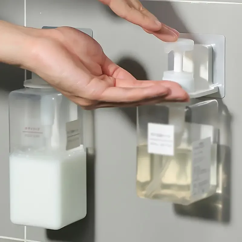 5Pcs Dispenser Bottle Holder Wall Mounted Adhesive Shampoo Lotion Hand Soap Bottle Hanger Bathroom Storage Rack