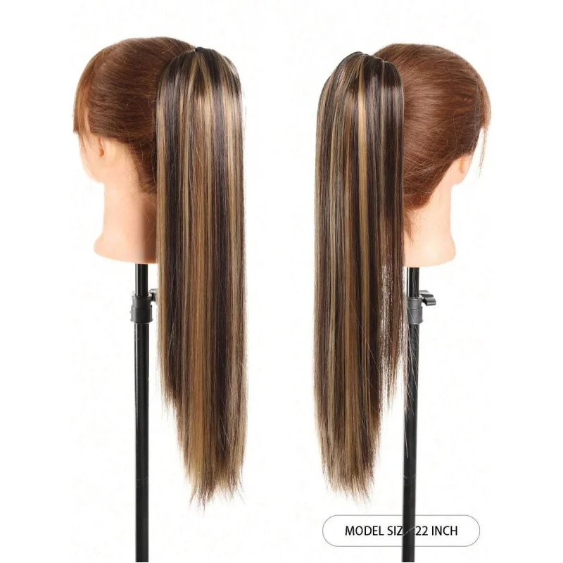 22“ Claw Clip Ponytail Extensions, Long Straight Synthetic Ponytail For Women,Natural Look, Daily Use Hair Accessory
