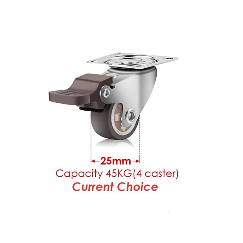 AB11-Ruedas para muebles pequeñas de 25 mm, ruedas giratorias de 360 grados, capacidad de carga resistente, ruedas silenciosas de caucho sólido, juego de 8