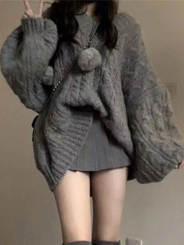 

Мягкий свитер Thiened V-Ne Twist, женский свободный вязаный свитер, осень-зима, модный тренд, корейский Sle, студенческая повседневная одежда