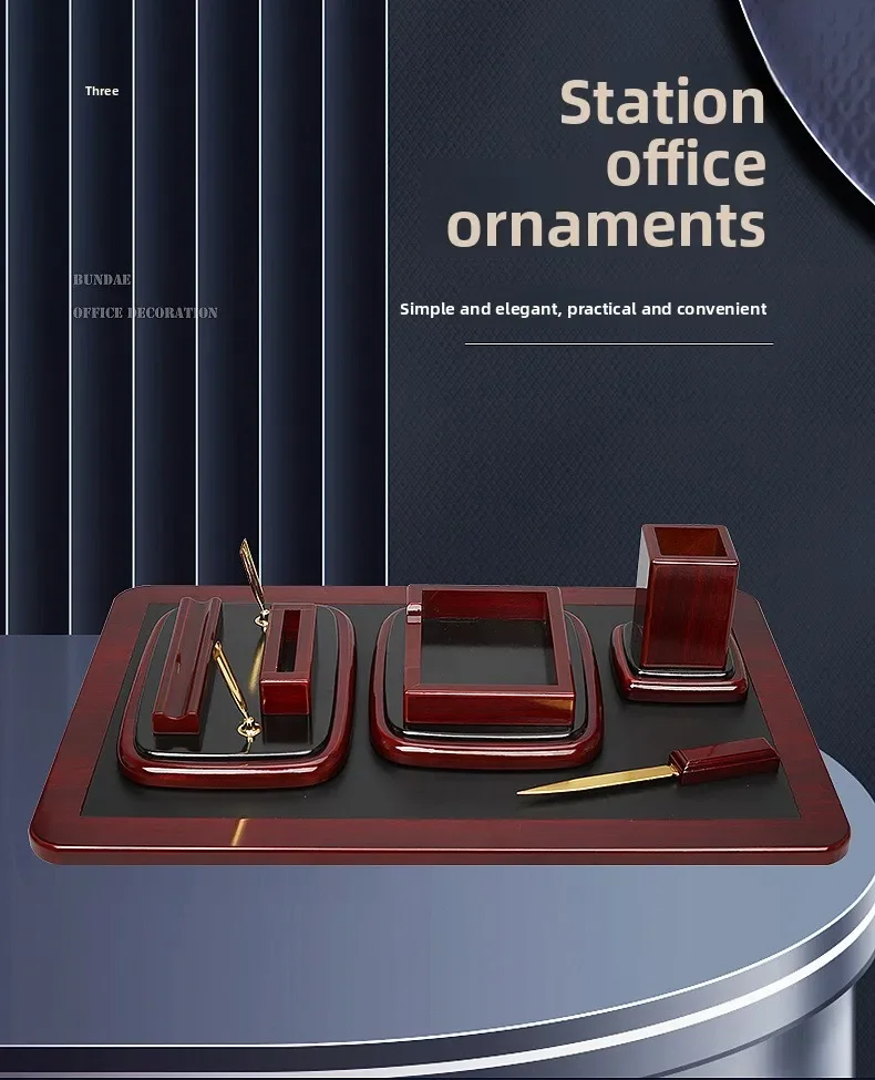 Mirror wooden ornament sticky notes high-end, practical, office desktop jewelry pen holder desk