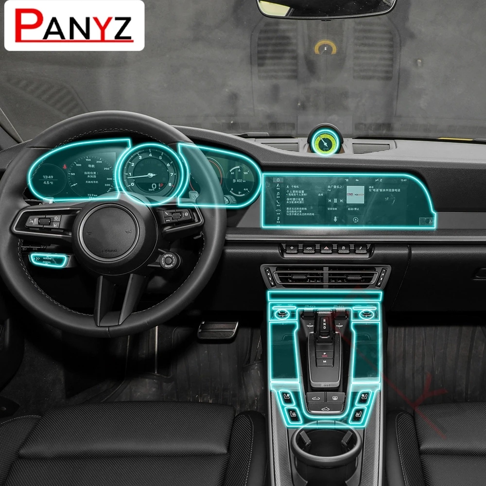 

Car Styling for Porsche 911 2020 Interior Center Console Headlight Switch Gear Shift Panel TPU Protection Sticker accessories
