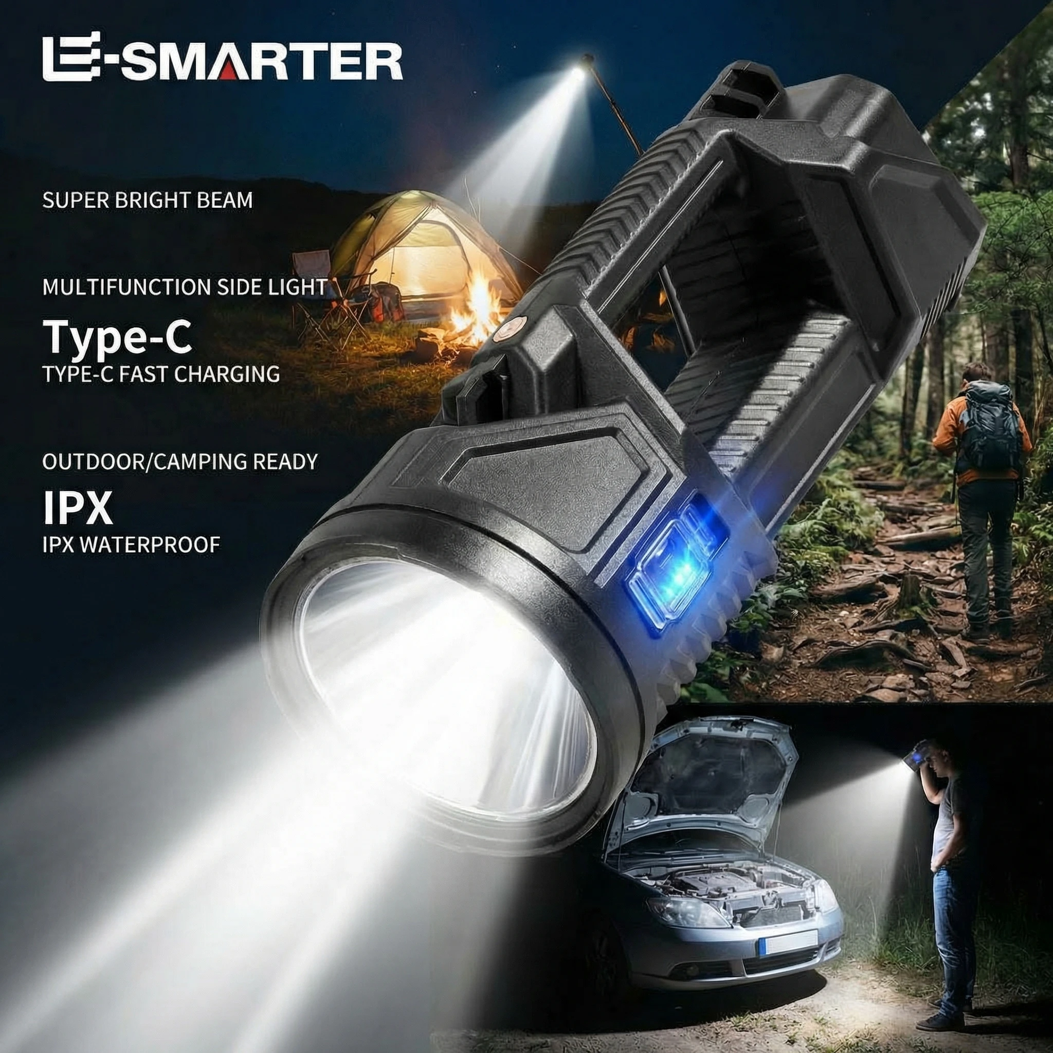 

Перезаряжаемая лампа с функцией Power Bank, мощный фонарь, портативный прожектор, литиевая батарея большой емкости