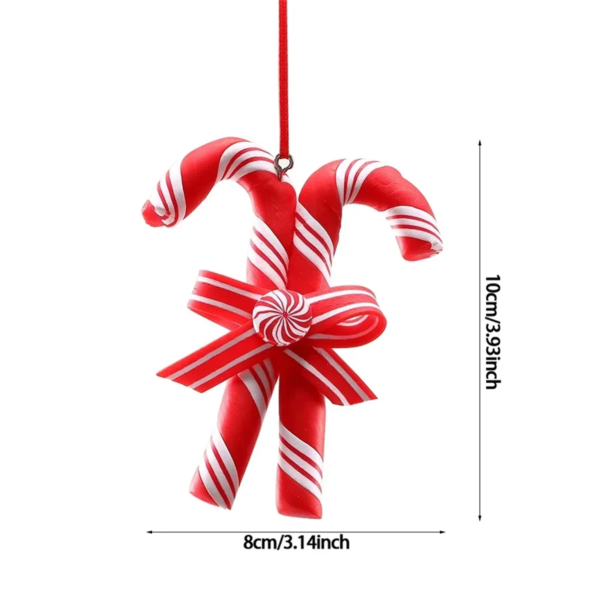 Christmas Tree Decoration Ornament Soft Clay Lollipop Red White Candy Cane Xmas Tree Pendant Christmas New Year Gift C