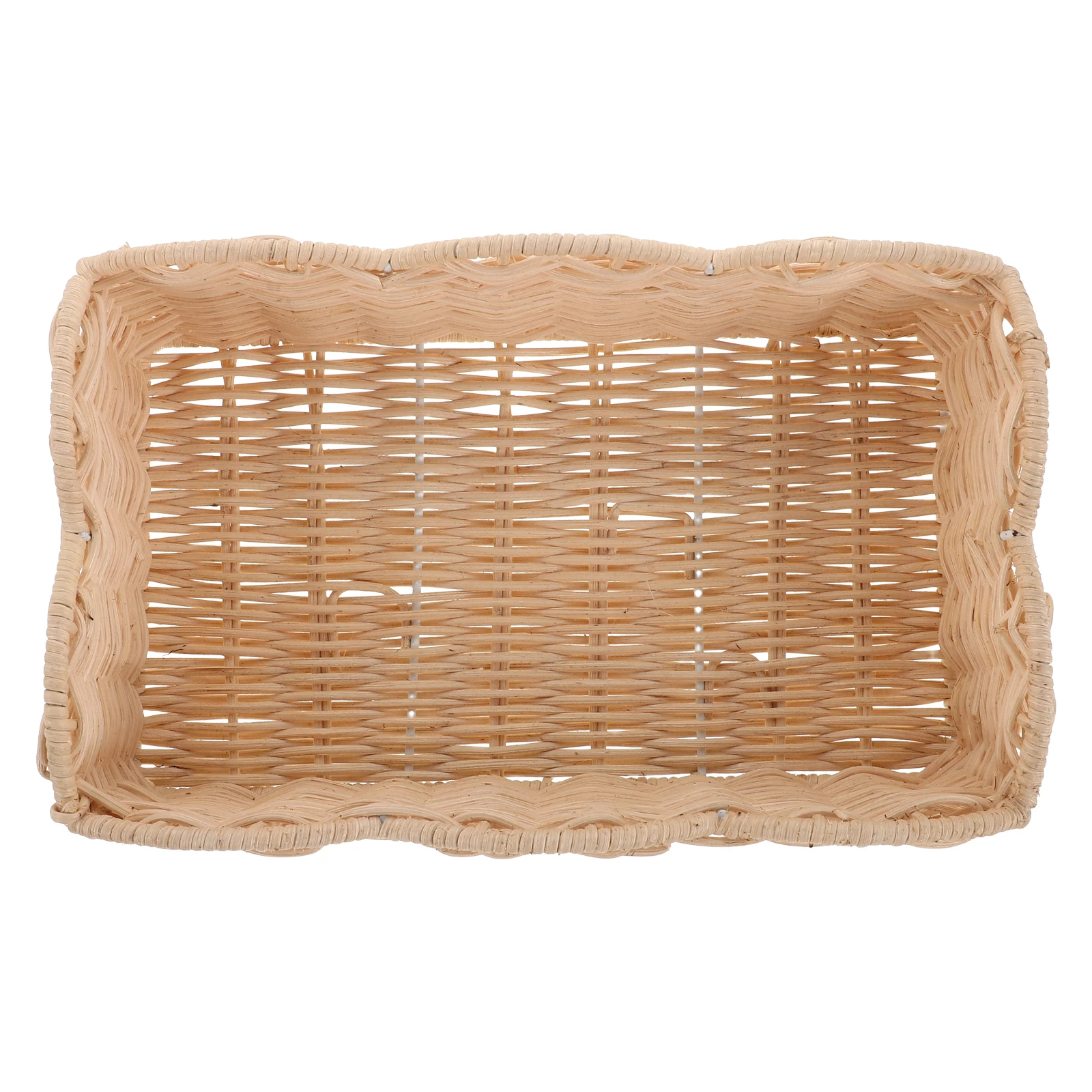 

1pcs Rattan Woven Storage Tray Large Capacity Decorative Bread Snack Organizer Kitchen Pantry End Table Lightweight Resistant