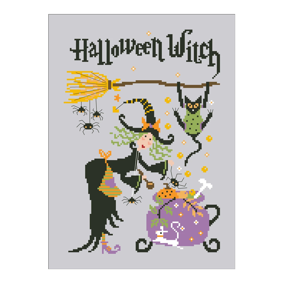 Halloween witch cross stitch kit cartoon 18ct 14ct 11ct silver canvas stitching embroidery DIY