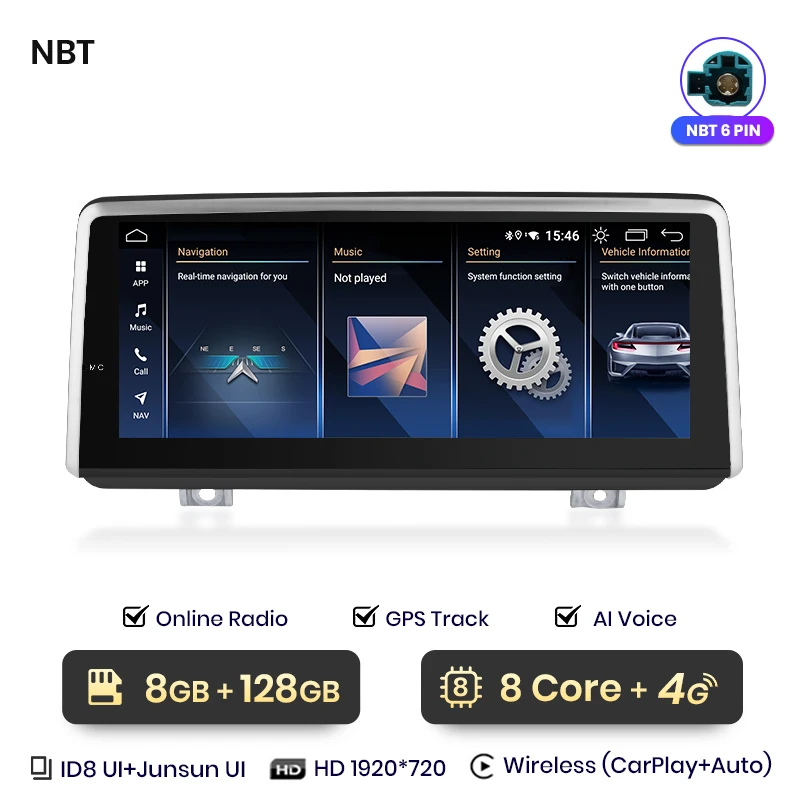 Junsun Draadloze CarPlay Andorid Auto Radio Voor BMW 2-serie F45 F46 F87 2013-2018 Intelligent systeem Stereo GPS-navigatie