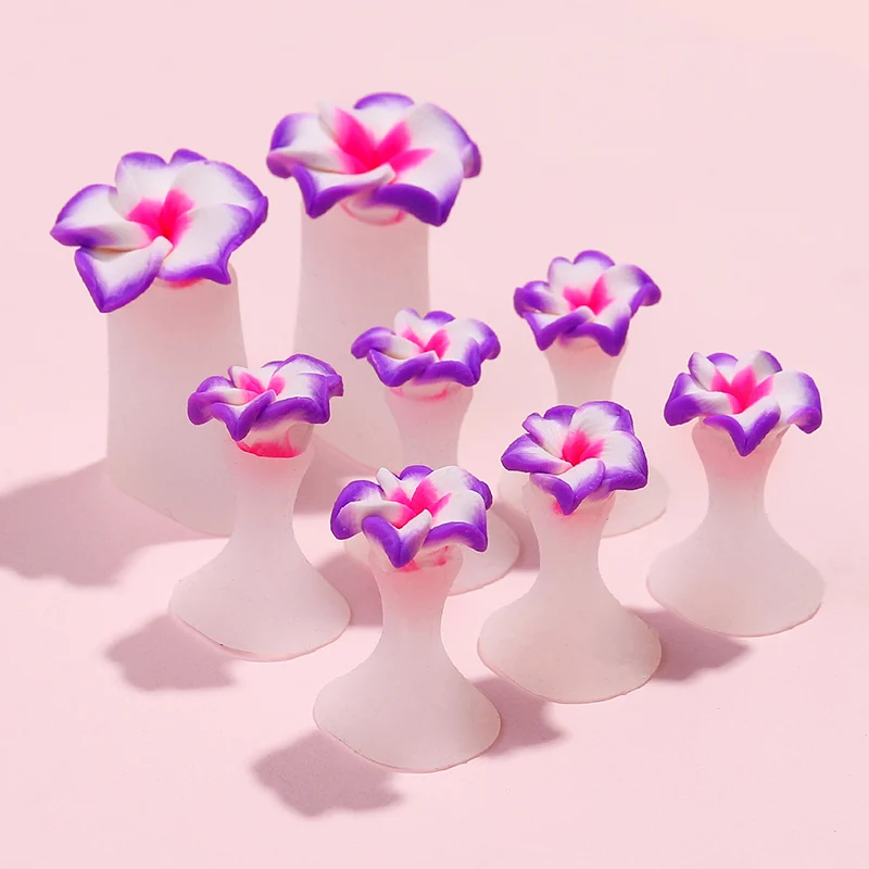 8pcs/Bag Soft Silicone Purple Flower Design Toe Separator For Pedicure Foot Finger Splitter Flexible Finger Toe Separation Tool