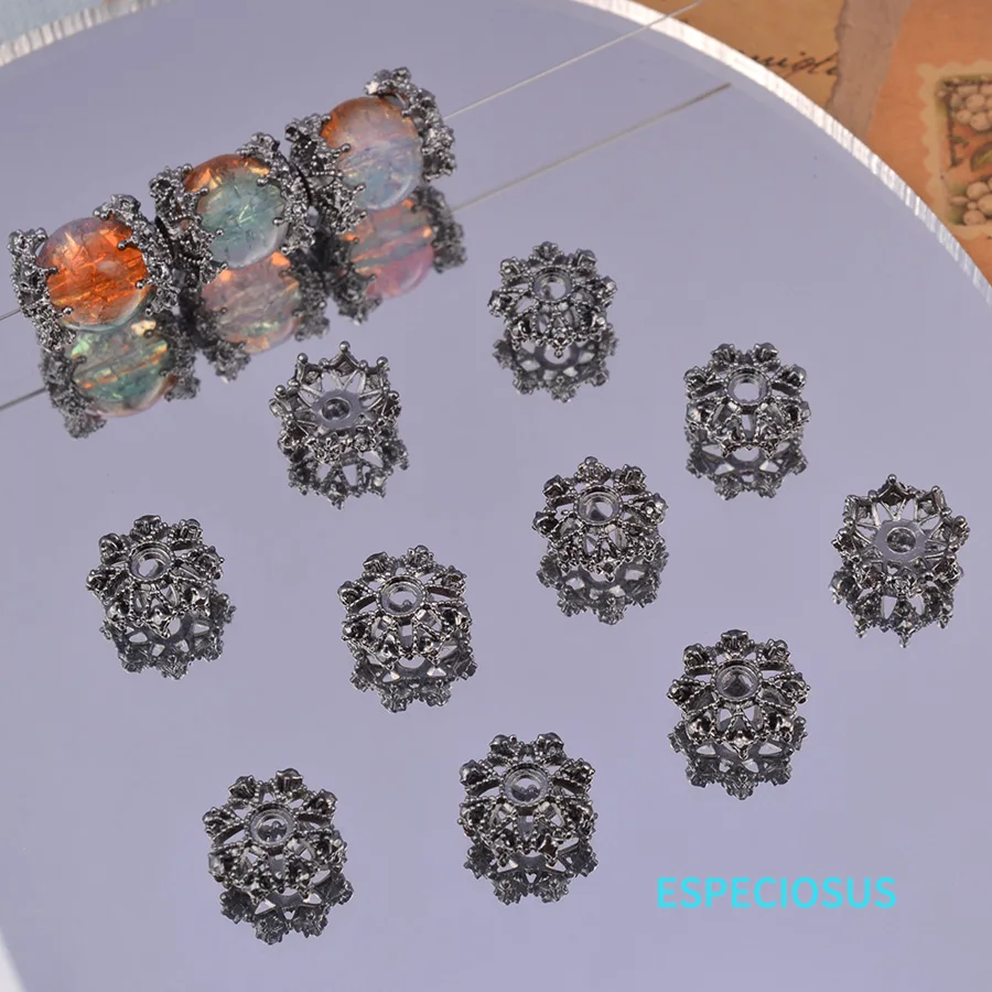 Gold Color Plated Alloy Hollowed Receptacle Beads Holder Vintage Earring Fittings Departments Metal Spacer Jewelry Accessories