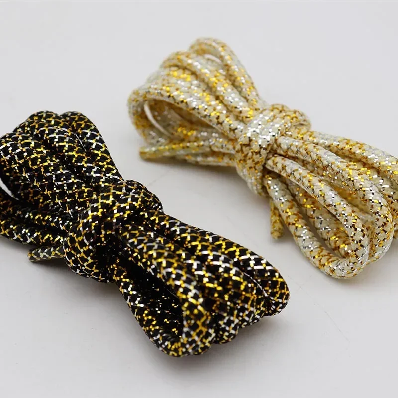 1Pair Sneakers Casual Shoe Laces Luxury Gold Silver Wire Round Shoelaces Quality Rope Shoelace Shoes Accessories 120/140/160CM