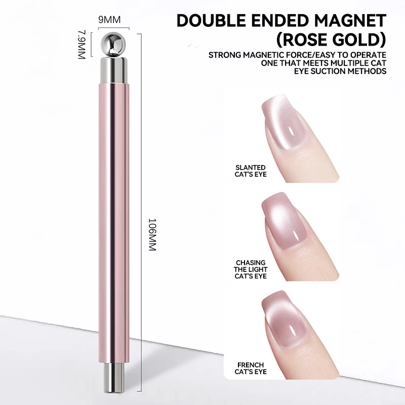 Nail Art Nail Magnetische Stick Cat Eye Magnetische Bal Aluminium Handvat Cilindrische UV Gel Magneet Gereedschap Double End Nail Design Tools