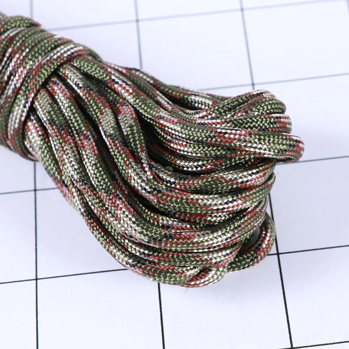 Cuerda de supervivencia Paracord de 7 metros, cuerda de paraguas trenzada de nailon de camuflaje para pulseras, llaveros, cordones para acampar, senderismo y pesca