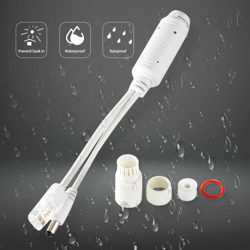Impermeável Adaptador Cabo Módulo de Alimentação, POE Splitter, Câmera IP, 48V a 12V, 1 Conjunto