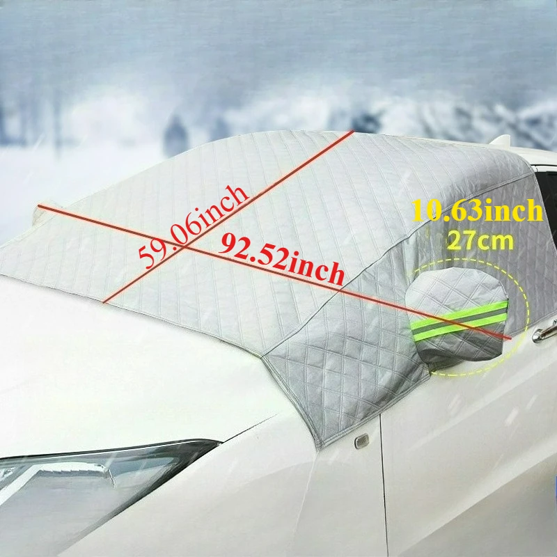 1 قطعة سيارة CMagnetic الشمس/درع الثلج ​ ​    غطاء الزجاج الأمامي للحماية من الأشعة فوق البنفسجية، نصف غطاء مضاد للخدش للعواصف