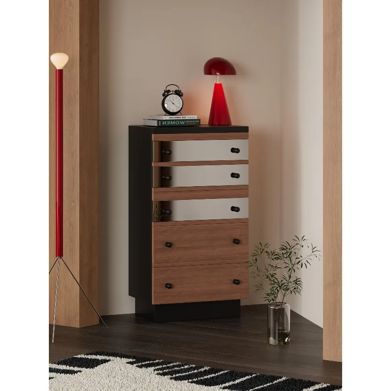 Modern simple solid wood chest of drawers, household multi-scene storage cabinets, wall lockers, retro side cabinets
