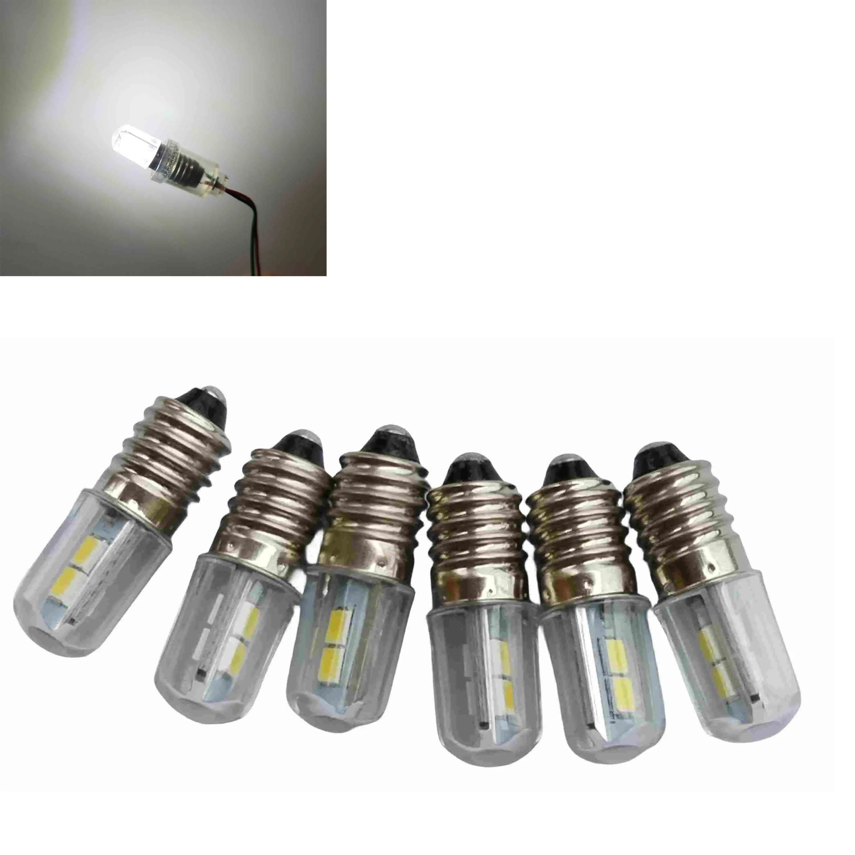 Lampu senter Led 3V 3volt E10, bohlam lampu pengganti 3V Upgrade 4LED untuk lampu depan sepeda