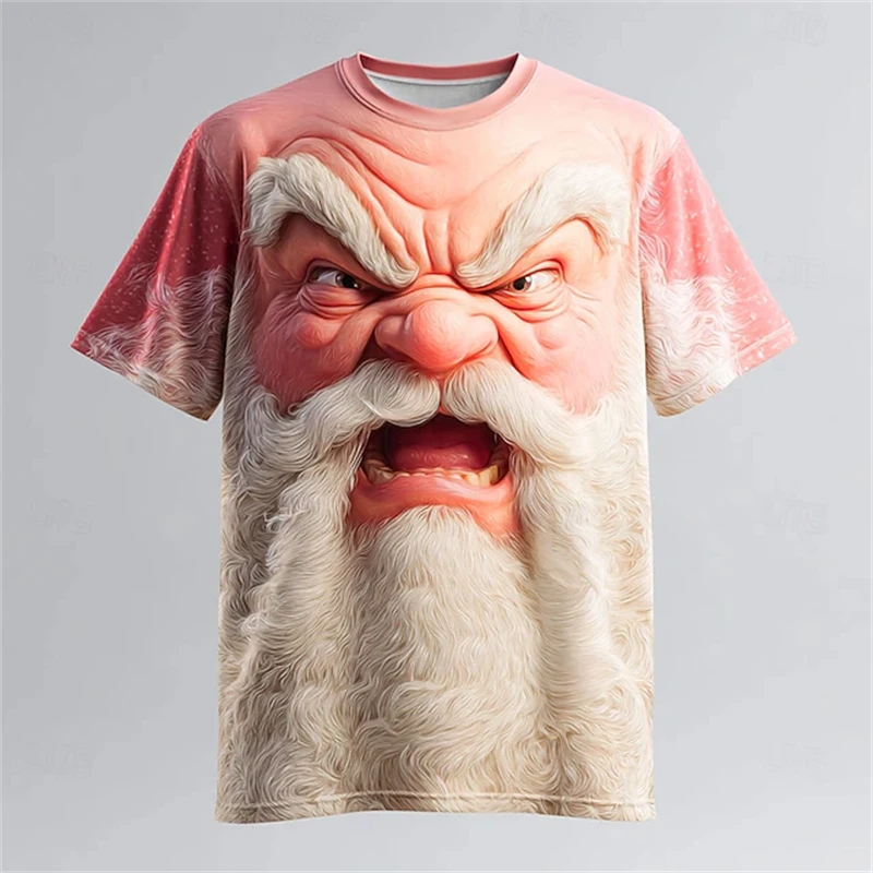 

Santa Claus printed T-shirt for men's fun holiday party fashion clothing Christmas Harajuku short sleeved top Y2k unisex T-shirt