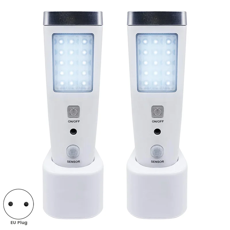A23F-4 In 1 Motion Sensor Wall Light, Power Off LED Night Light Flashlight, Rechargeable Emergency Flashlight EU Plug