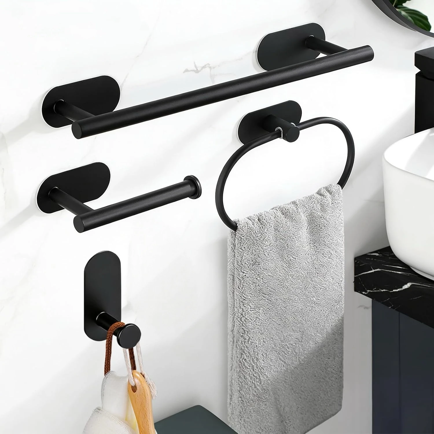 Over The Door Hooks, Towel Rack with 6 Hooks, Towel Holder for Hanging Heavy Duty, Door Rack Over Door Hanger for Bedroom Bathroom Kitchen - view 5