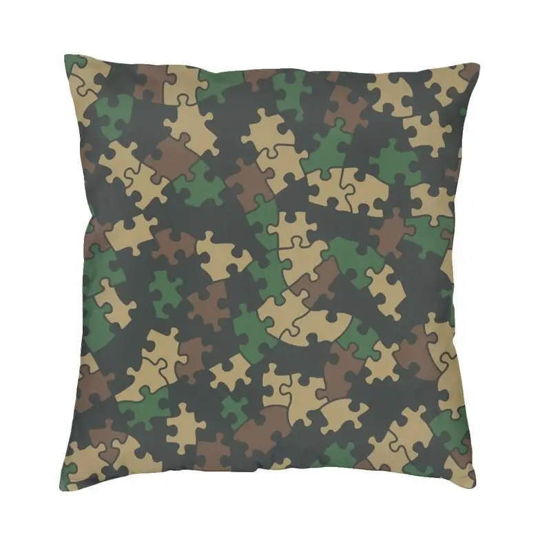 Jigsaw Puzzle Lover Pieces Camo Pattern Puzzler Woodland Luxury Pillow Cover Living Room Decoration Camoflage Cushions for Sofa