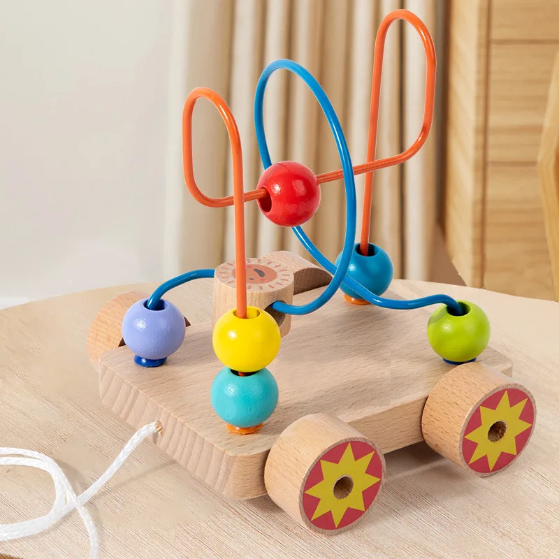 Montessori Toys Colorful Wooden Roller Coaster Educational Circle Toy For Preschool Learning Bead Maze Toy Perfect Gift For Kids