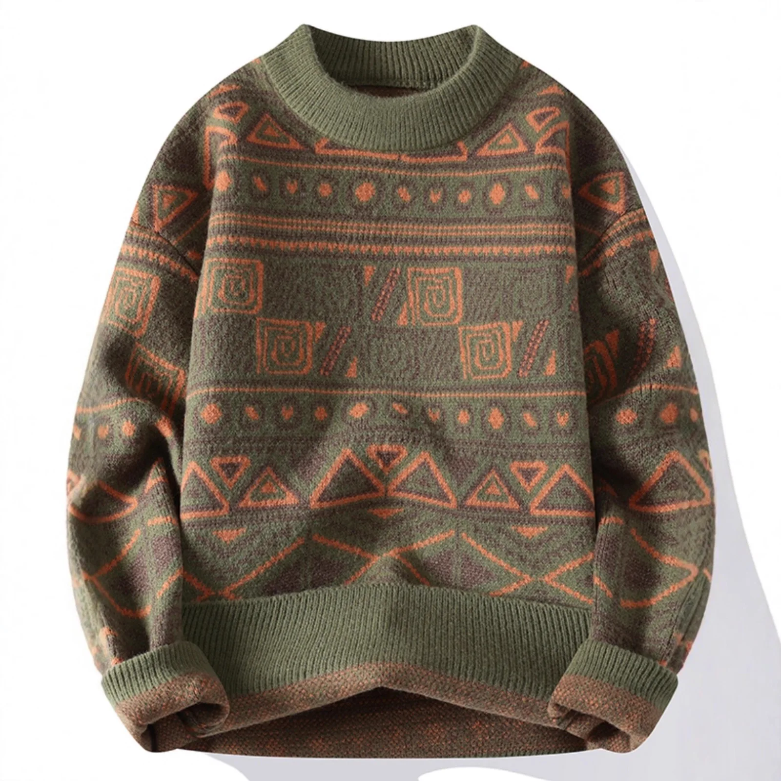 

Men's Knitted Long Sleeve Thermal Sweater Trendy Pullover Knitwear Retro Korean Style Base Layer Color Block Casual Fashion