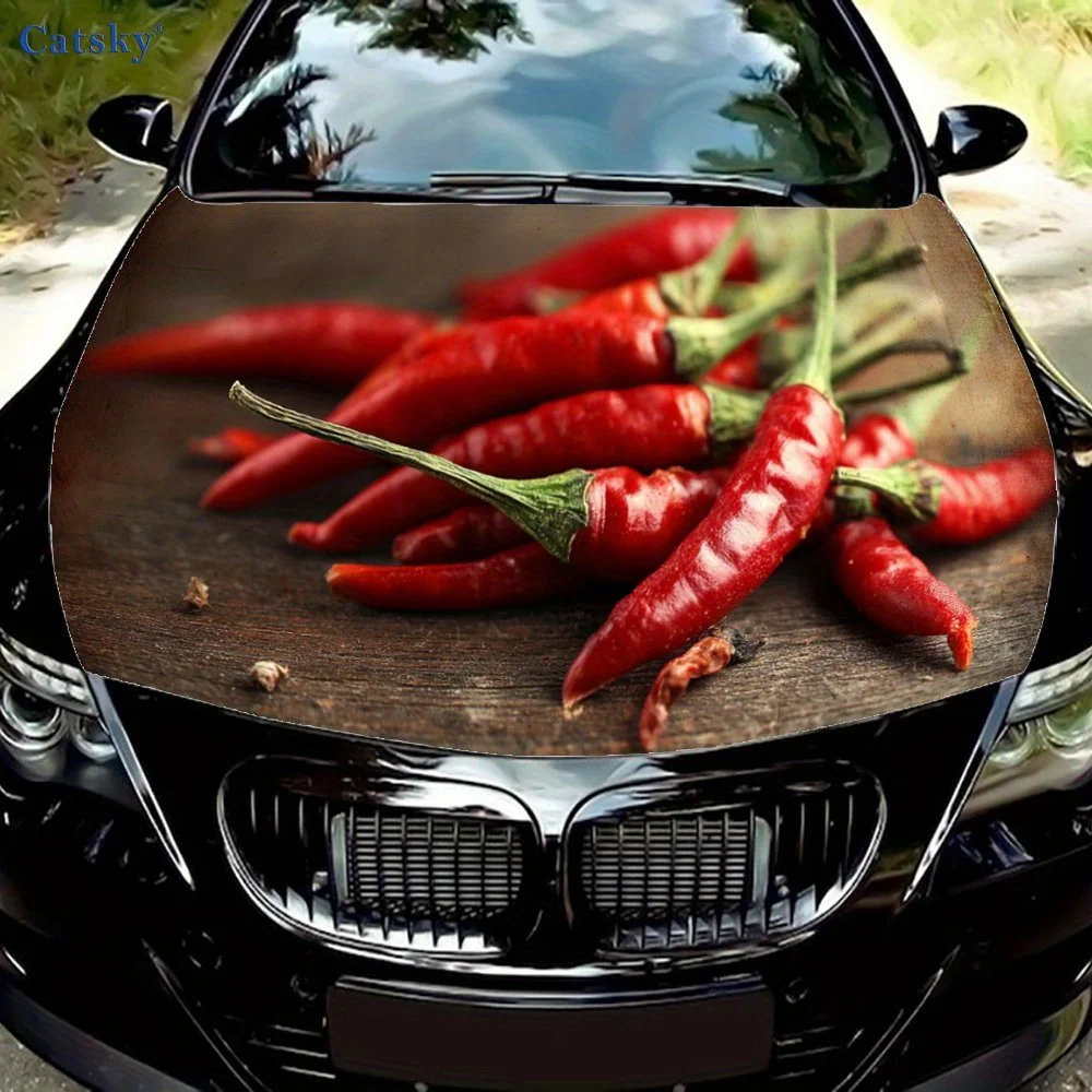 

Vibrant Red Chili Peppers Car hood decals, car cover decorative stickers, and vinyl wraps for cars, SUVs and trucks. Self-adhesi