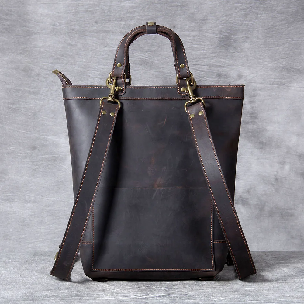S.WORKER Vintage Echtleder-Rucksack Laptop-Tasche Lässige Crazy-Horse-Leder-Schultasche Outdoor-Reise-Weekender-Tasche – Detail 8
