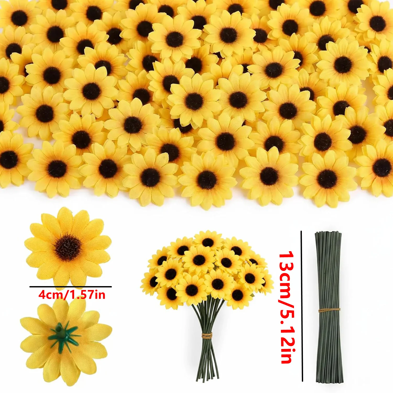 100 Stück künstliche Blumen, Mini-Seiden-Gänseblümchen, für Party, Hochzeit, Zuhause, Raum, Festival, Dekoration, Kranz, künstliche Pflanzen, günstige DIY-Geschenke, Süßigkeitenbox – Detail 6