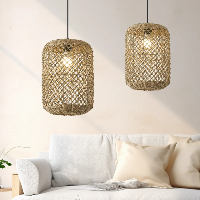 Rattan Woven Chandelier For Dining Room, Bar, And Display Window Lighting, Pendant Lamp For Guesthouse, Rattan Woven New Chinese