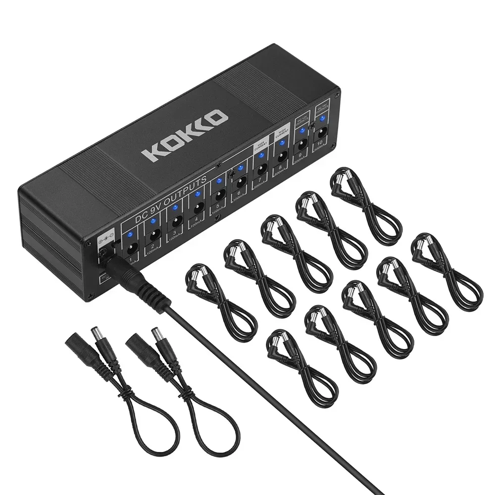 KOKKO Guitar Pedal Power Supply 10 Channel Stabilized Voltage Independent Output Pedal Power Supply Guitar Parts & Accessories