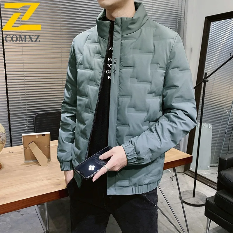 COMXZ Down Jacket Thickened Windproof Warm Stand Collar Outdoor Skiing Puffer Jacket Street Versatile Winter Jacket Men Clothing