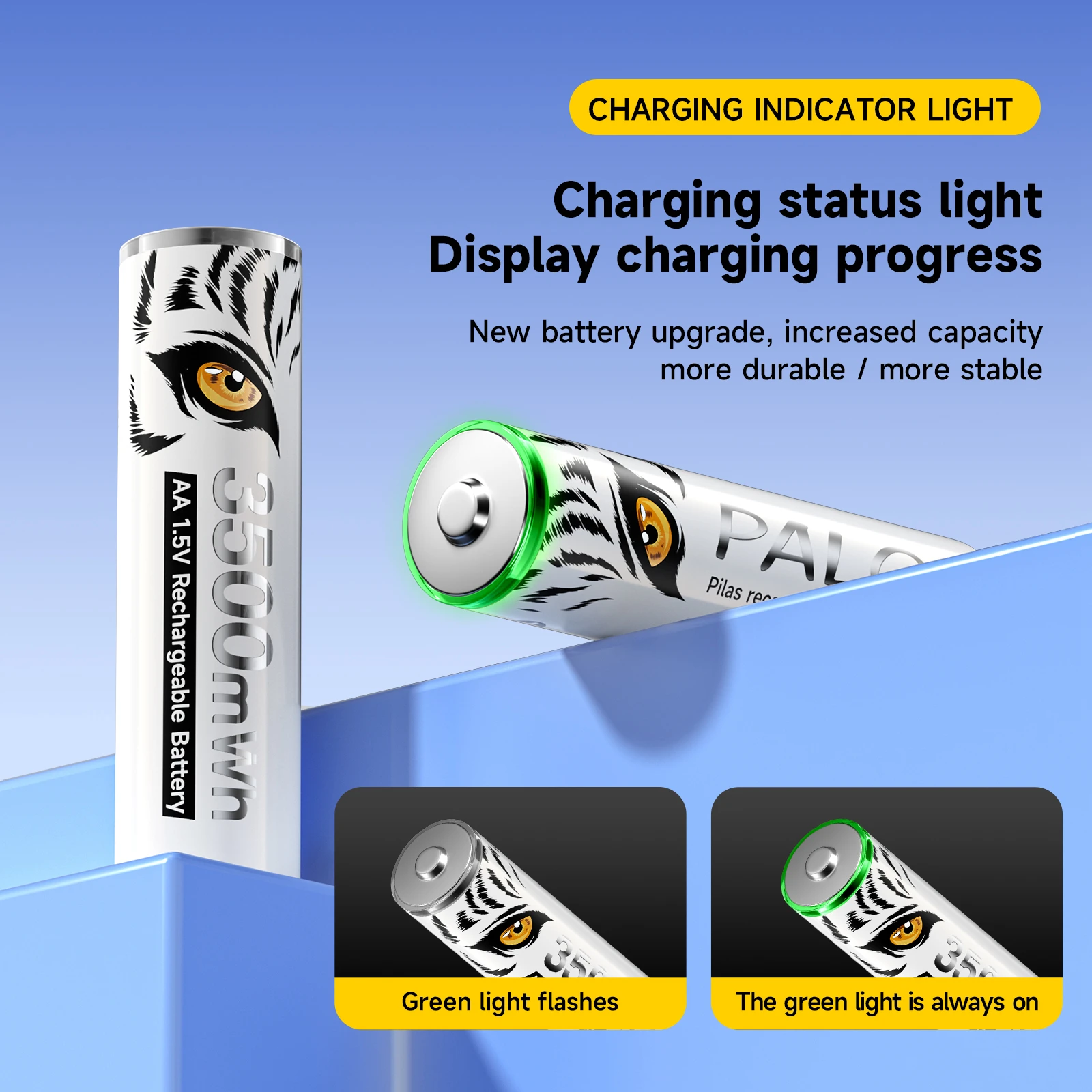 PALO 1.5V AA Li-Ion Battery 3500mWh Lithium ion LR6 AA Rechargeable Batteries 2A HR6 Cell With LCD USB Battery AA AAA Charger