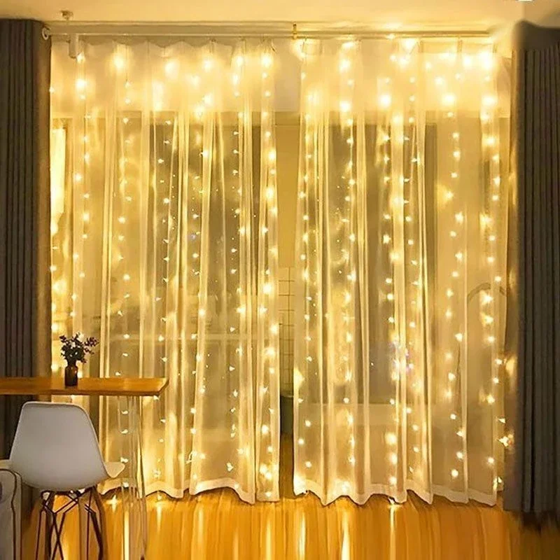 3mx3m 300LEDs Indoor/Outdoor Curtain LED Fairy Lights,8 Lighting Modes,Christmas Decoration for Garden Wedding Party Home Decor