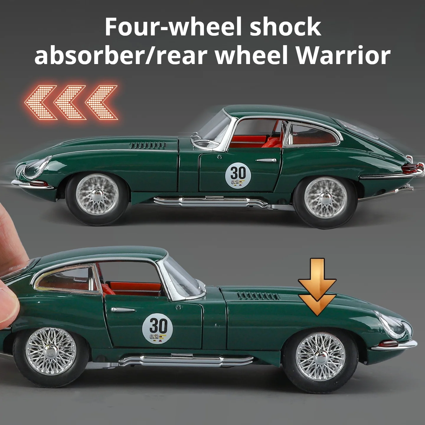 Modello in lega di auto Retro 1:24 Jaguar E-TYPE Diecast modello di auto con suono e luce tirare indietro ragazzi regalo ornamenti da collezione giocattoli