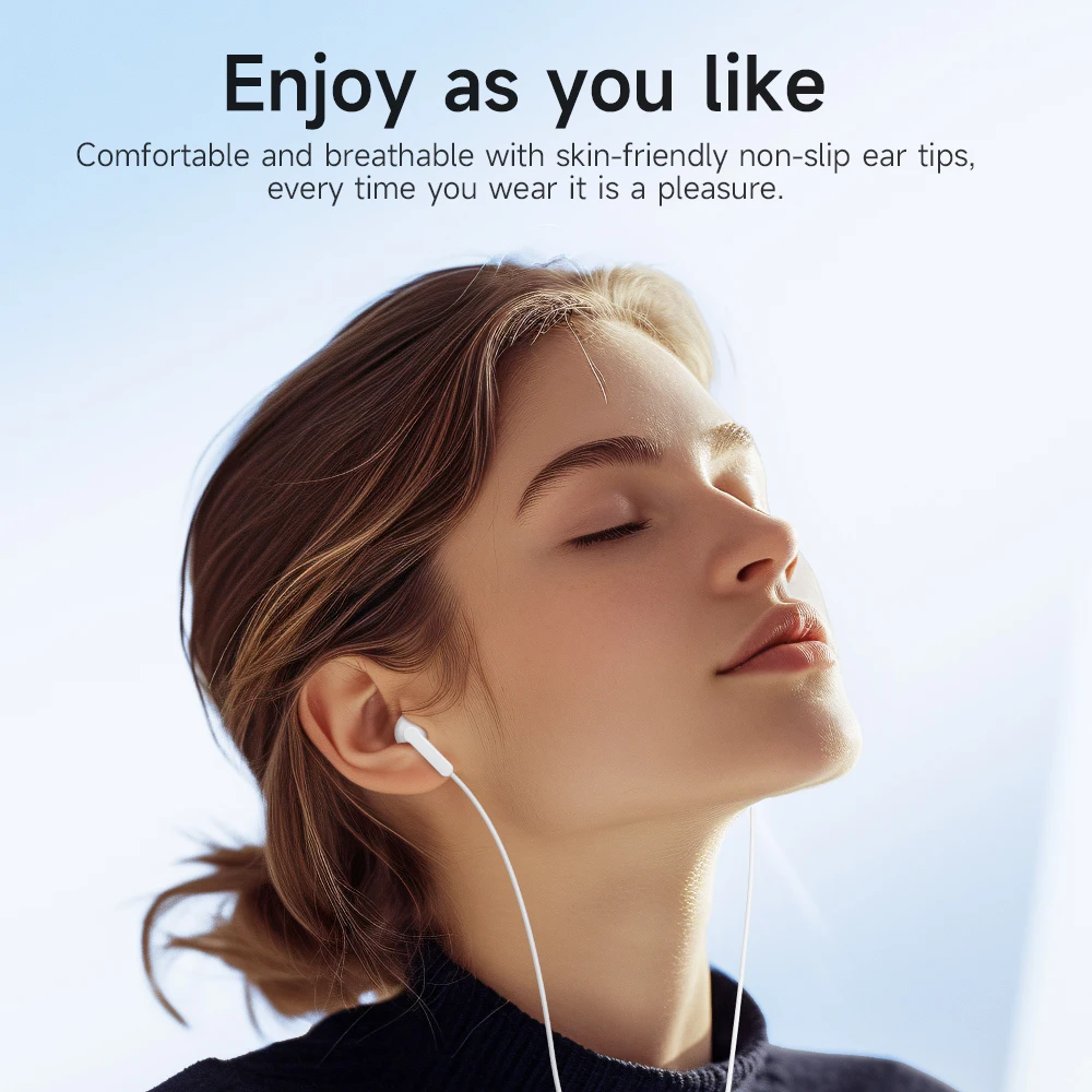 HOCO M124 3.5mm Wired Headphones In Ear Headset Wired Earphones With Microphone Stereo Earbuds Sports In-line Control For Phone