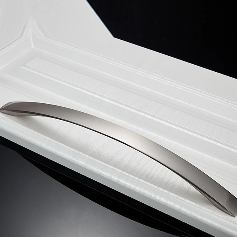 1 Set Furnitur Pegangan Melengkung 96/128/160Mm Kabinet Dapur Kenop Laci Solid Pintu Lemari Kantor Tarikan Lemari Pakaian